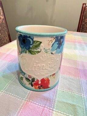 The Pioneer Woman Ceramic Utensil Crock in Turquoise and Multicolor Floral